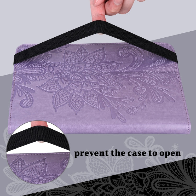 For Lenovo M10 Plus 10.6 3rd Gen 2022 Lace Flower Embossing Pattern Leather Tablet Case(Purple) - Lenovo by PMC TechLife | Online Shopping South Africa | PMC TechLife | Buy Now Pay Later Mobicred