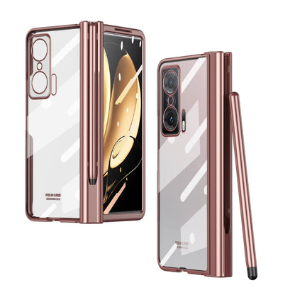 For Honor Magic V Full Body Electroplating Hinge Phone Case with Stylus(Pink) - Honor Cases by PMC Jewellery | Online Shopping South Africa | PMC Jewellery