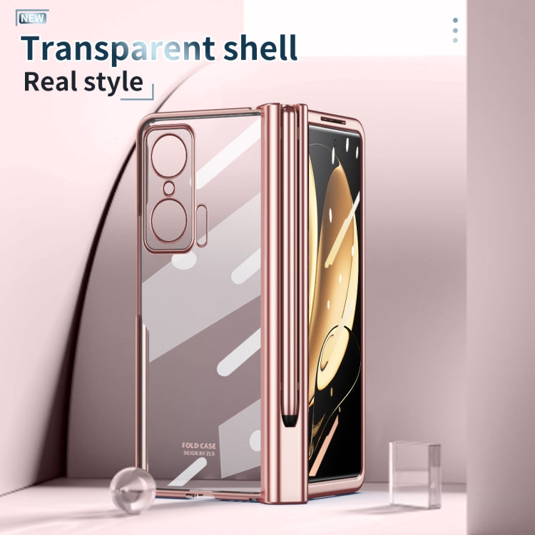 For Honor Magic V Full Body Electroplating Hinge Phone Case with Stylus(Pink) - Honor Cases by PMC TechLife | Online Shopping South Africa | PMC TechLife