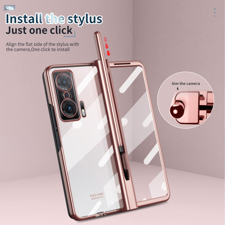 For Honor Magic V Full Body Electroplating Hinge Phone Case with Stylus(Pink) - Honor Cases by PMC Jewellery | Online Shopping South Africa | PMC Jewellery