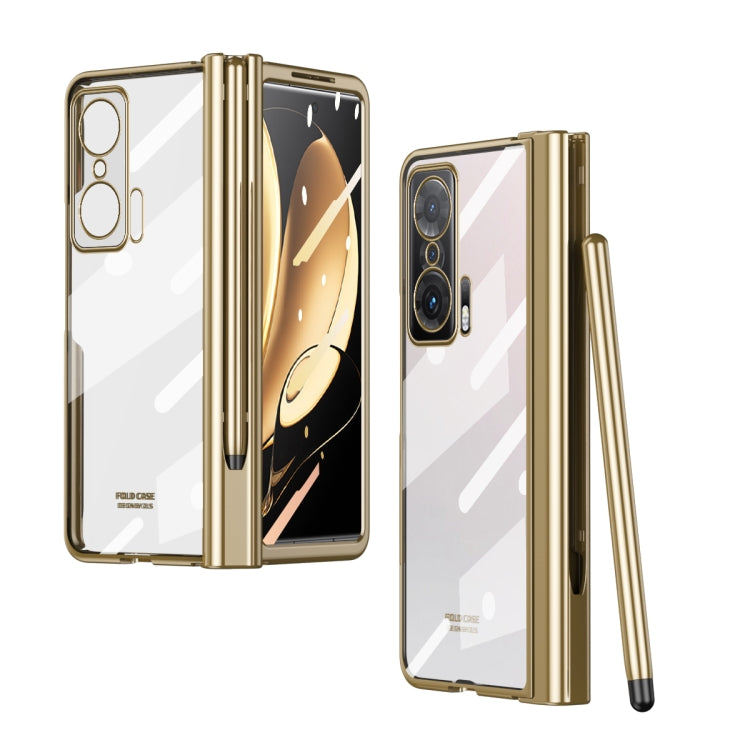 For Honor Magic V Full Body Electroplating Hinge Phone Case with Stylus(Gold) - Honor Cases by PMC Jewellery | Online Shopping South Africa | PMC Jewellery