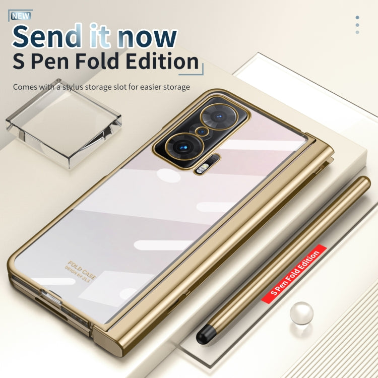 For Honor Magic V Full Body Electroplating Hinge Phone Case with Stylus(Gold) - Honor Cases by PMC TechLife | Online Shopping South Africa | PMC TechLife