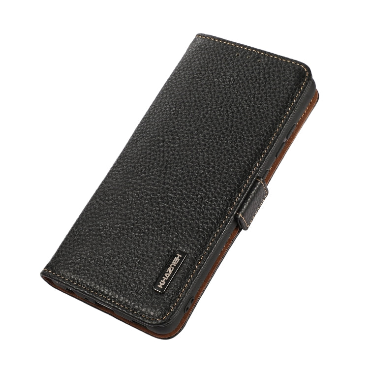 For Sharp Aquos R7 KHAZNEH Side-Magnetic Litchi Genuine Leather RFID Phone Case(Black) - More Brand by PMC TechLife | Online Shopping South Africa | PMC TechLife | Buy Now Pay Later Mobicred