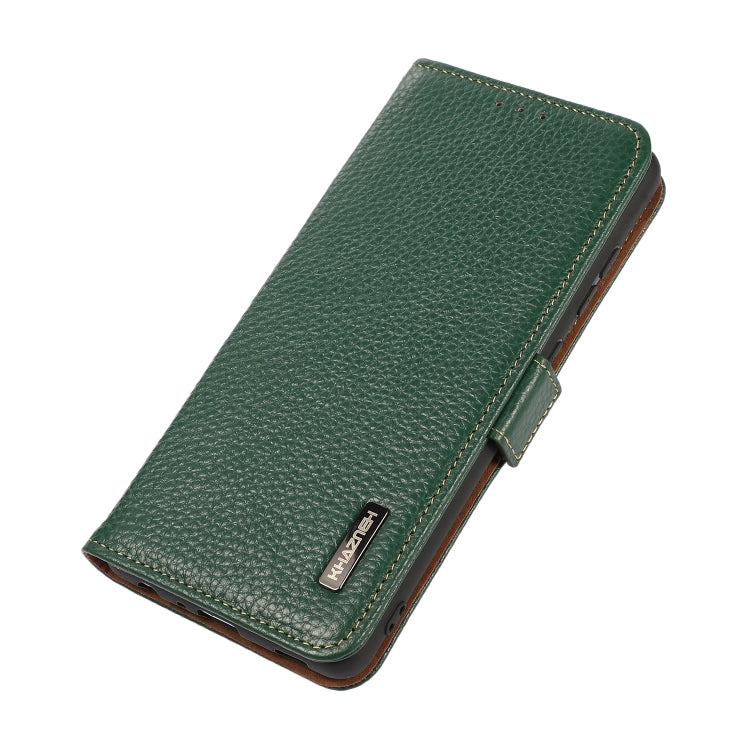 For Sharp Aquos R7 KHAZNEH Side-Magnetic Litchi Genuine Leather RFID Phone Case(Green) - More Brand by PMC TechLife | Online Shopping South Africa | PMC TechLife | Buy Now Pay Later Mobicred