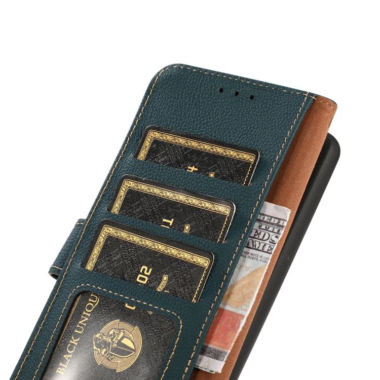 For OnePlus 10R / Ace KHAZNEH Custer Genuine Leather RFID Phone Case(Green) - OnePlus Cases by PMC TechLife | Online Shopping South Africa | PMC TechLife | Buy Now Pay Later Mobicred