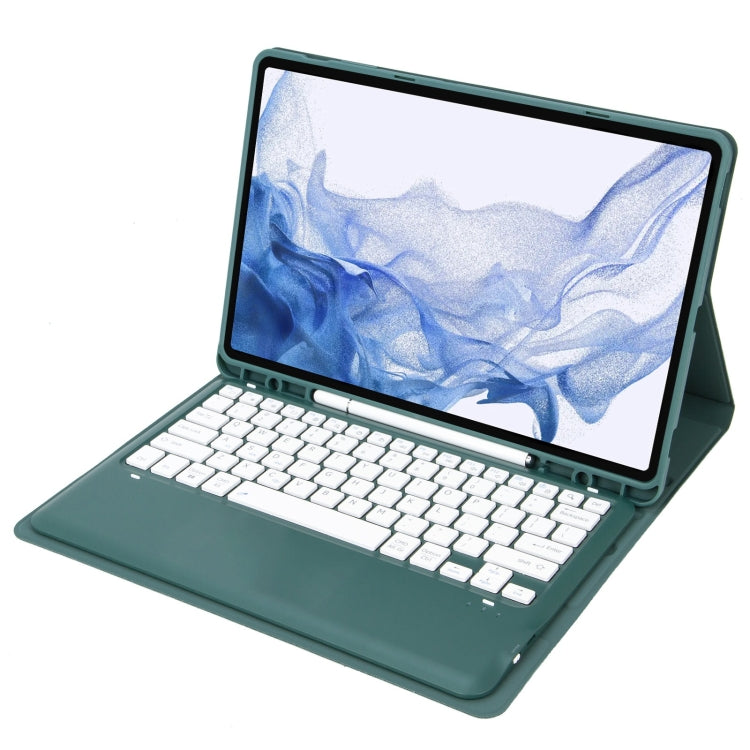 T800B Pen Slot Detachable Bluetooth Keyboard Leather Tablet Case For Samsung Galaxy Tab S8+/S7+/S7 FE(Dark Green) - Samsung Keyboard by PMC Jewellery | Online Shopping South Africa | PMC Jewellery