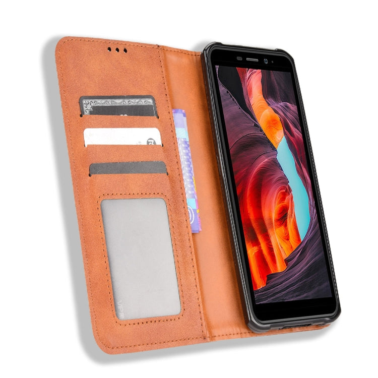 For Ulefone Armor X10 / X10 Pro Magnetic Buckle Retro Texture Leather Phone Case(Brown) - Ulefone Cases by PMC Jewellery | Online Shopping South Africa | PMC Jewellery | Buy Now Pay Later Mobicred