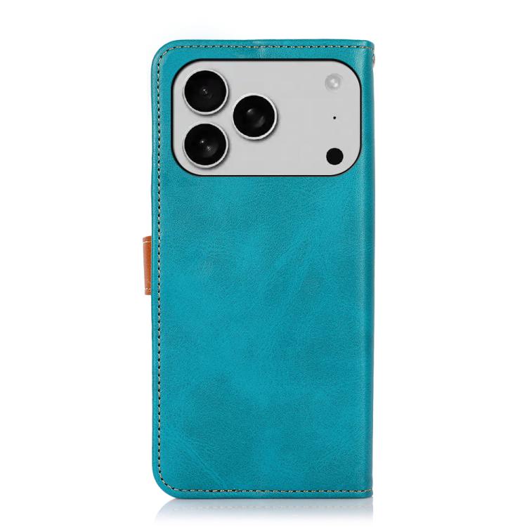 For iPhone 17 Pro Max KHAZNEH Dual-color Cowhide Texture Flip Leather Phone Case(Blue) - free shipping - PMc TechLife - Order now!