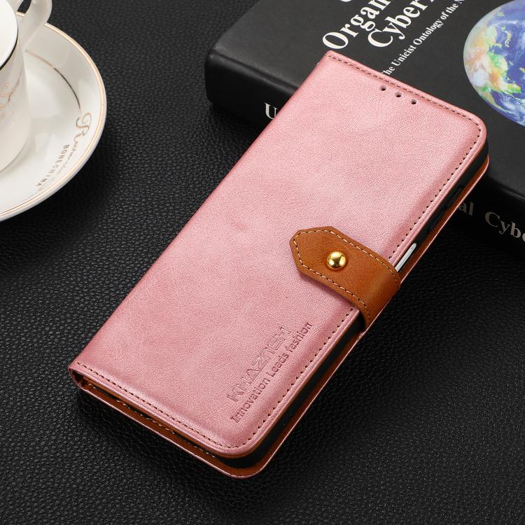 For iPhone 17 KHAZNEH Dual-color Cowhide Texture Flip Leather Phone Case(Rose Gold) - free shipping - PMc TechLife - Order now!