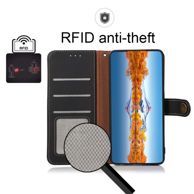 For OnePlus Nord CE 2 Lite 5G KHAZNEH Custer Genuine Leather RFID Phone Case(Black) - OnePlus Cases by PMC TechLife | Online Shopping South Africa | PMC TechLife | Buy Now Pay Later Mobicred