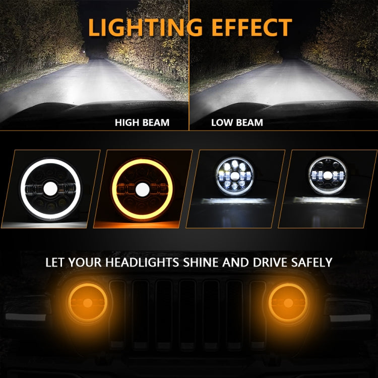 Car 7 inch Double Angel Eye Headlight - LED Headlamps by PMC Jewellery | Online Shopping South Africa | PMC Jewellery | Buy Now Pay Later Mobicred