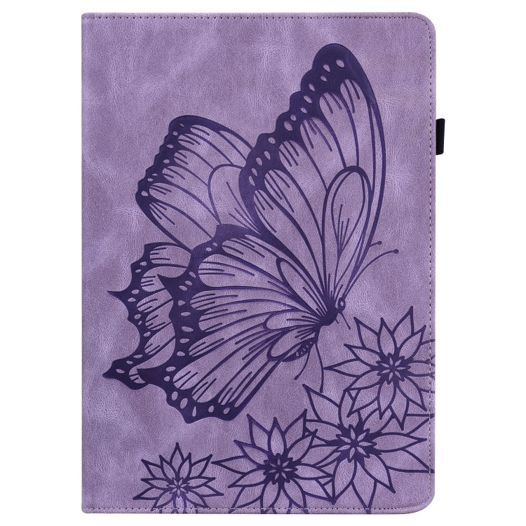 For Huawei MediaPad M5 Lite 10.1 Big Butterfly Embossed Leather Tablet Case(Purple) - free shipping - PMC TechLife - Order now!