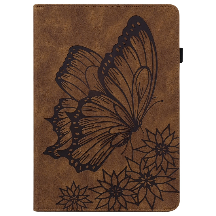 For Realme Pad Big Butterfly Embossed Leather Tablet Case(Brown) - Realme by PMC TechLife | Online Shopping South Africa | PMC TechLife | Buy Now Pay Later Mobicred