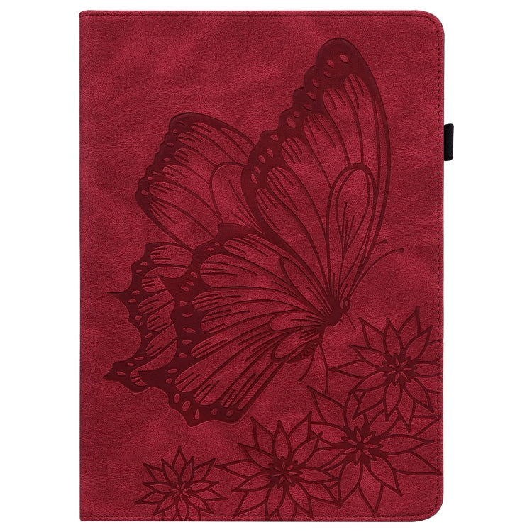 For Realme Pad Big Butterfly Embossed Leather Tablet Case(Red) - Realme by PMC TechLife | Online Shopping South Africa | PMC TechLife | Buy Now Pay Later Mobicred