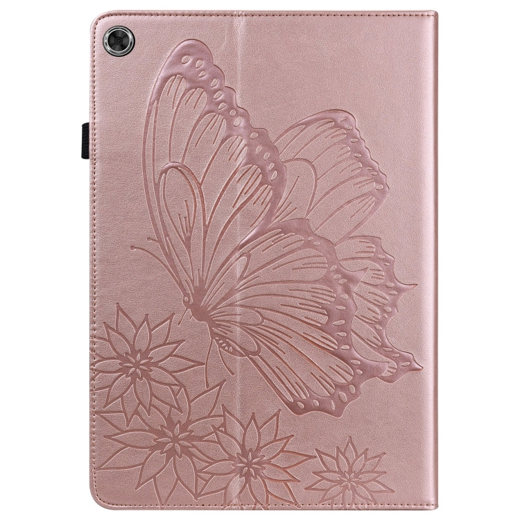 For Lenovo Tab M10 Plus 10.6 3rd Gen 2022 Big Butterfly Embossed Leather Tablet Case(Rose Gold) - Lenovo by PMC TechLife | Online Shopping South Africa | PMC TechLife | Buy Now Pay Later Mobicred