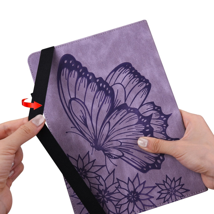 For Amazon Kindle Fire HD 10 2019 / 2017 Big Butterfly Embossed Smart Leather Tablet Case(Purple) - Amazon by PMC TechLife | Online Shopping South Africa | PMC TechLife | Buy Now Pay Later Mobicred