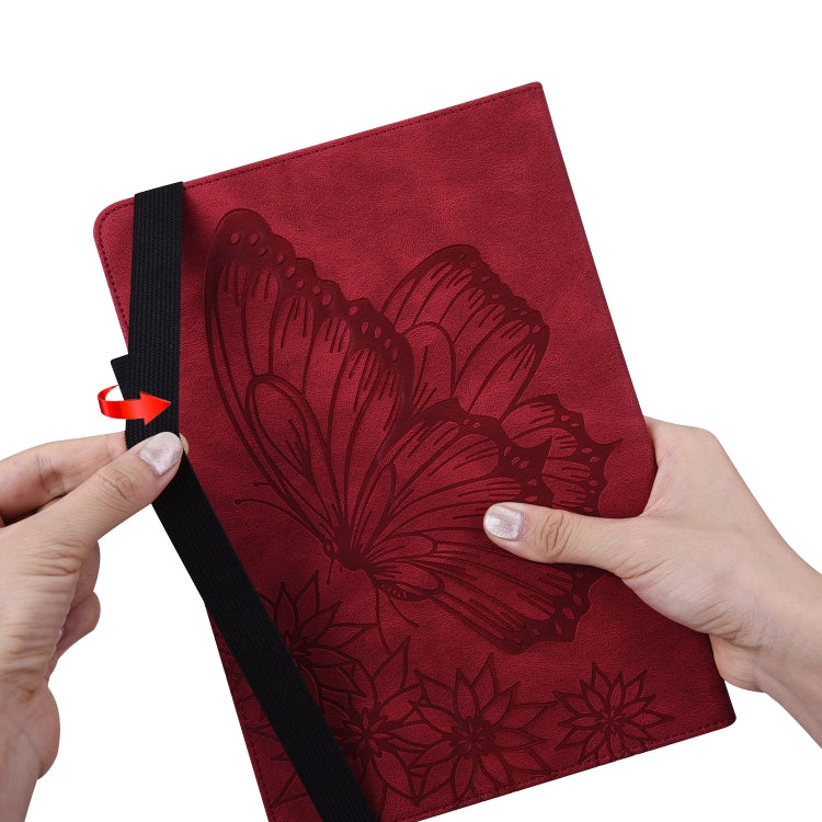 For Amazon Kindle Fire HD 10 2019 / 2017 Big Butterfly Embossed Smart Leather Tablet Case(Red) - Amazon by PMC TechLife | Online Shopping South Africa | PMC TechLife | Buy Now Pay Later Mobicred