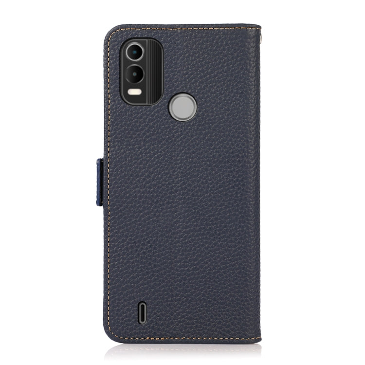 For Nokia C21 Plus KHAZNEH Side-Magnetic Litchi Genuine Leather RFID Phone Case(Blue) - Nokia Cases by PMC TechLife | Online Shopping South Africa | PMC TechLife | Buy Now Pay Later Mobicred