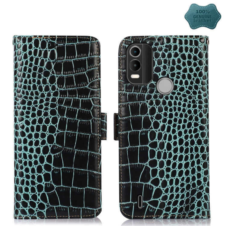 For Nokia C21 Plus Crocodile Top Layer Cowhide Leather Phone Case(Green) - Nokia Cases by PMC TechLife | Online Shopping South Africa | PMC TechLife | Buy Now Pay Later Mobicred