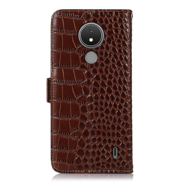 For Nokia C21 Crocodile Top Layer Cowhide Leather Phone Case(Brown) - Nokia Cases by PMC TechLife | Online Shopping South Africa | PMC TechLife | Buy Now Pay Later Mobicred