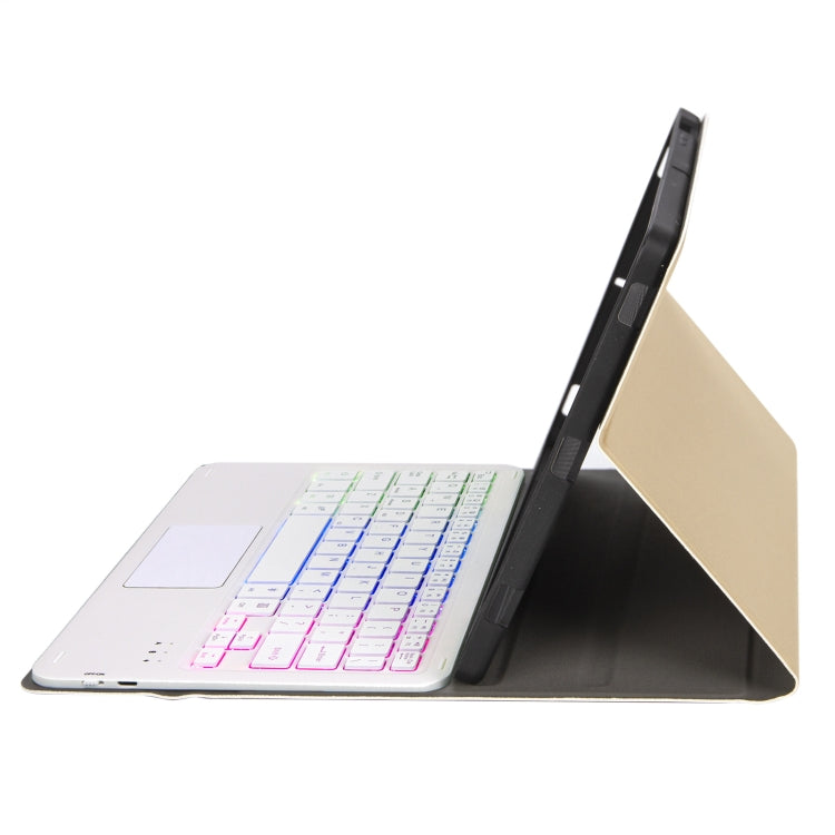 For Samsung Galaxy Tab A8 10.5 (2021) A08B-AS Lambskin Texture Backlight Bluetooth Keyboard Leather Tablet Case(Gold) - Samsung Keyboard by PMC TechLife | Online Shopping South Africa | PMC TechLife