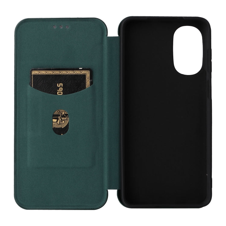 For Motorola Moto G52/G82 Carbon Fiber Texture Horizontal Flip Leather Phone Case(Green) - Motorola Cases by PMC Jewellery | Online Shopping South Africa | PMC Jewellery | Buy Now Pay Later Mobicred