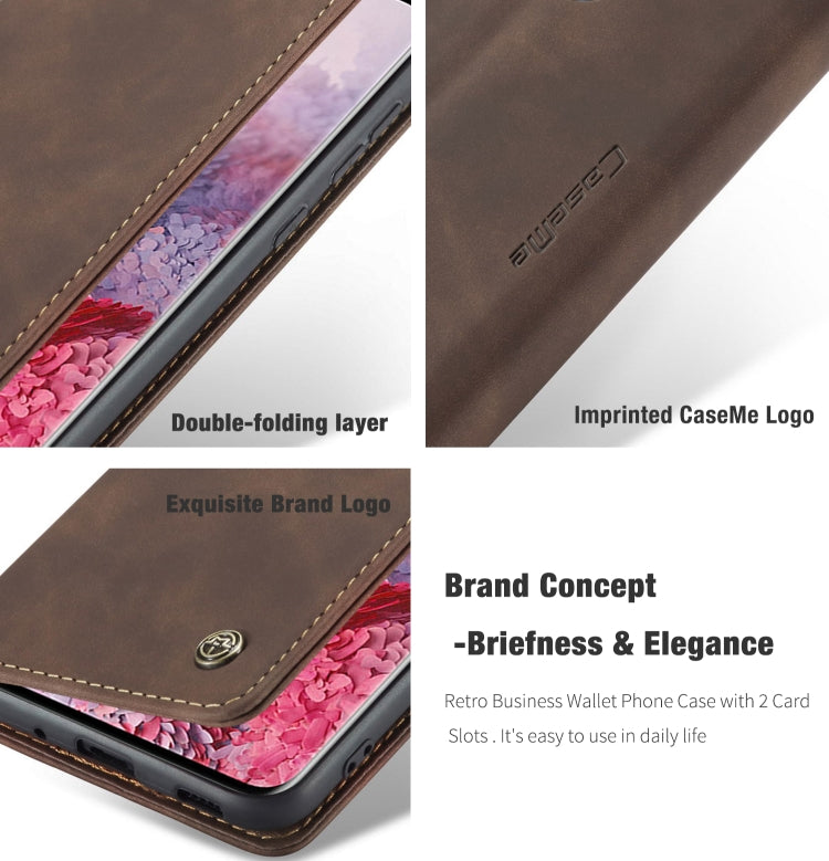 For Galaxy S20 CaseMe Multifunctional Horizontal Flip Leather Case, with Card Slot & Holder & Wallet(Coffee) - free shipping - PMC TechLife - Order now!