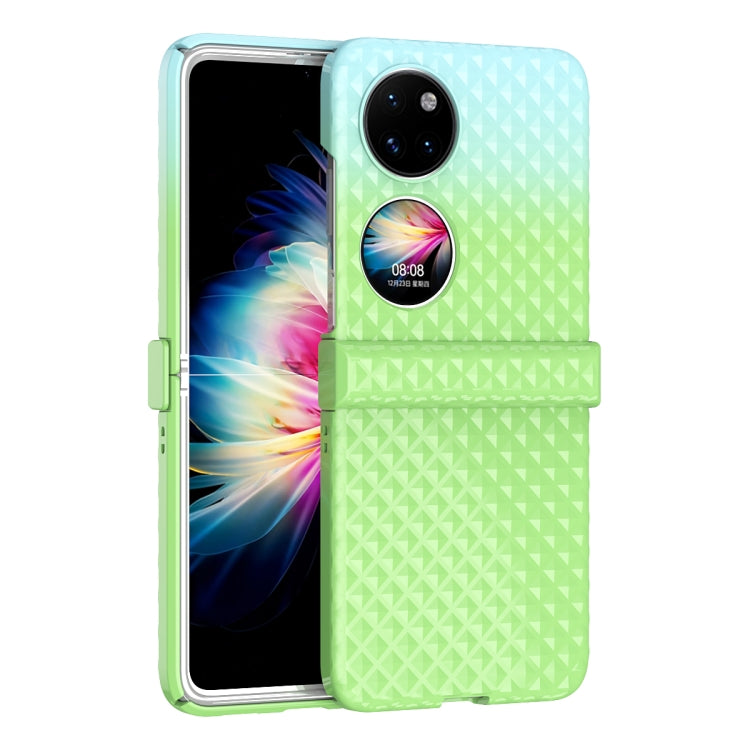 For Huawei P50 Pocket Rainbow Gradient Hinge Shockproof Phone Case(Green Blue) - Huawei Cases by PMC TechLife | Online Shopping South Africa | PMC TechLife | Buy Now Pay Later Mobicred