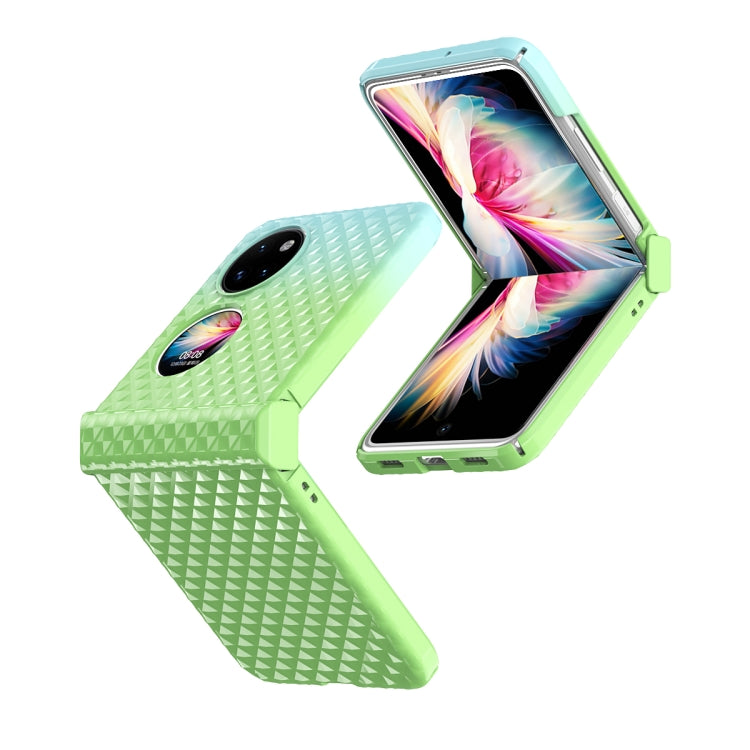 For Huawei P50 Pocket Rainbow Gradient Hinge Shockproof Phone Case(Green Blue) - Huawei Cases by PMC TechLife | Online Shopping South Africa | PMC TechLife | Buy Now Pay Later Mobicred