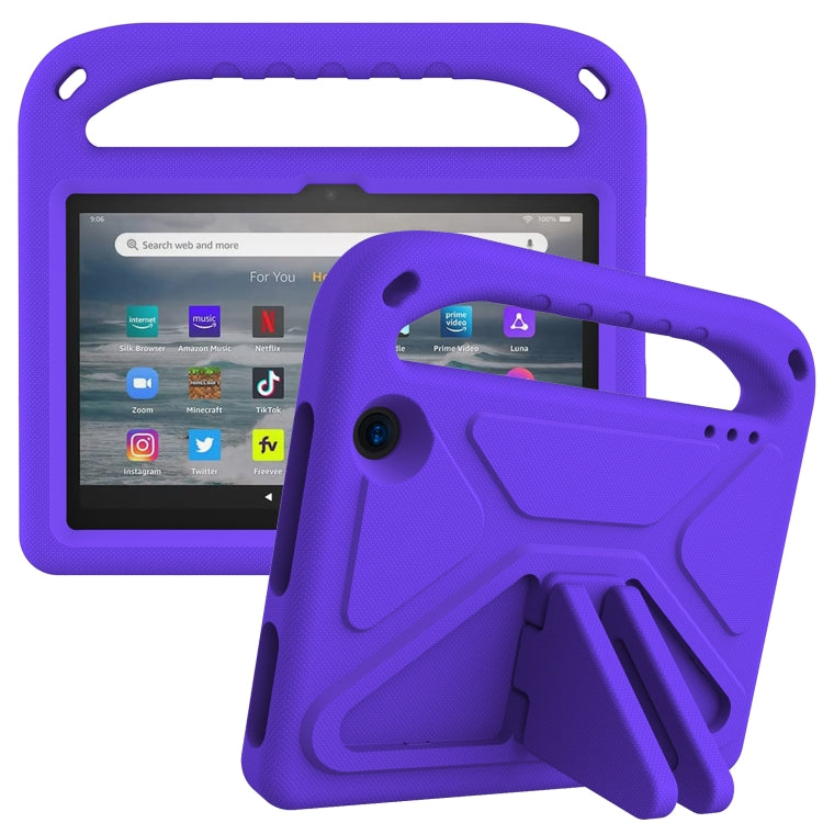 For Amazon Fire 7 2022 Handle EVA Shockproof Tablet Case with Triangle Holder(Purple) - Amazon by PMC TechLife | Online Shopping South Africa | PMC TechLife | Buy Now Pay Later Mobicred