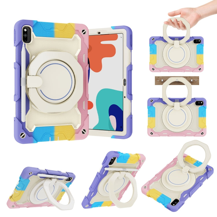 For Huawei MatePad 10.4 Armor Contrast Color Silicone + PC Tablet Case(Colorful Pink) - Huawei by PMC TechLife | Online Shopping South Africa | PMC TechLife