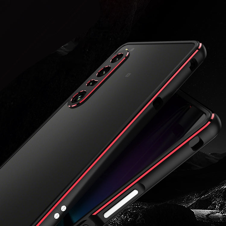 For Sony Xperia 1 IV Aurora Series Lens Protector + Metal Frame Protective Phone Case(Black Purple) - Sony Cases by PMC TechLife | Online Shopping South Africa | PMC TechLife | Buy Now Pay Later Mobicred