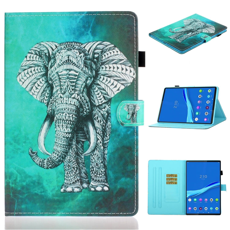 For Lenovo Tab M10 Plus 10.6 3rd Gen 2022 Coloured Drawing Smart Leather Tablet Case(Elephant) - Lenovo by PMC Jewellery | Online Shopping South Africa | PMC Jewellery