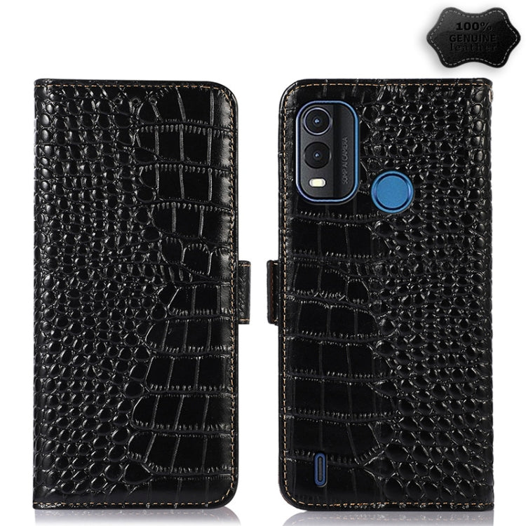 For Nokia G11 Plus Crocodile Top Layer Cowhide Leather Phone Case(Black) - Nokia Cases by PMC TechLife | Online Shopping South Africa | PMC TechLife | Buy Now Pay Later Mobicred