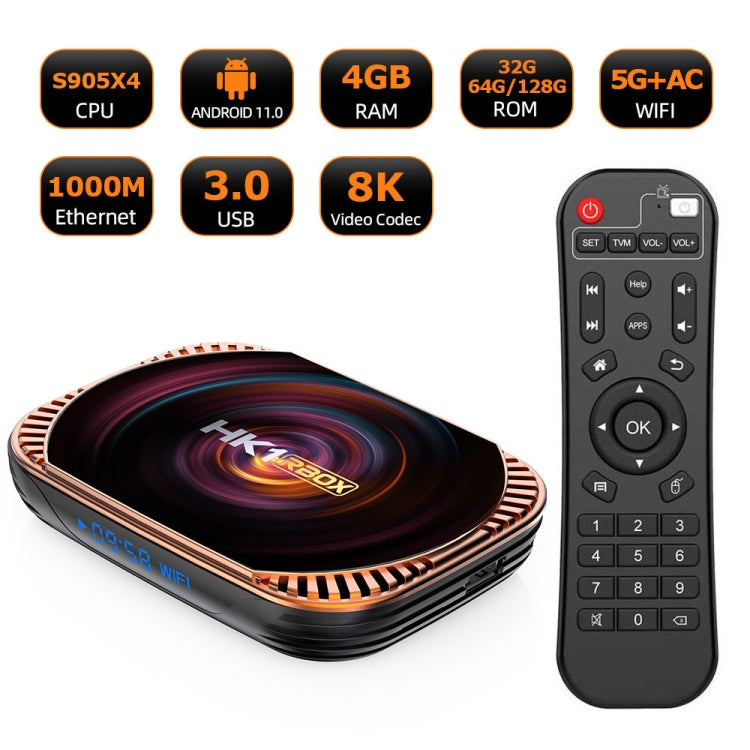 MECOOL HK1RBOX X4 4K TV Box, Android 11 Amlogic S905X4 CPU with RC 4GB+128GB(US Plug) - Amlogic S905 by MECOOL | Online Shopping South Africa | PMC TechLife | Buy Now Pay Later Mobicred