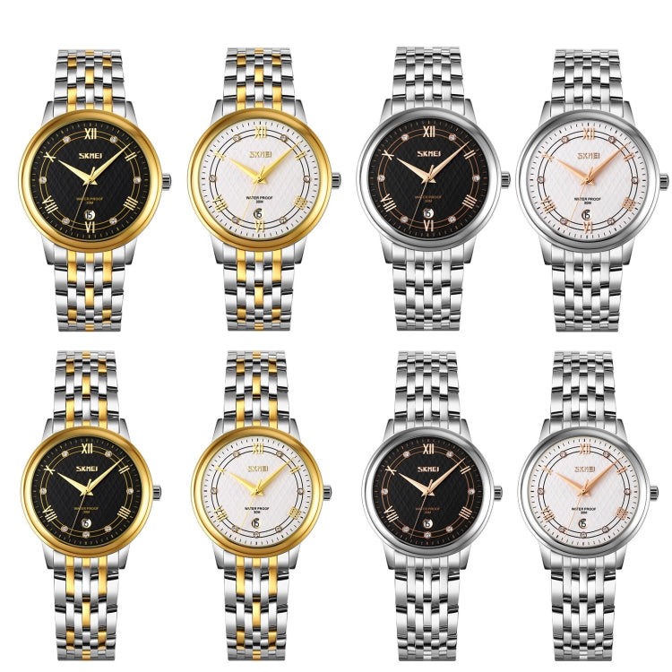 SKMEI 9272 Stainless Steel Buckle Strap Waterproof Quartz Watch Women(Silver Shell Black Surface) - free shipping - PMC TechLife - Order now!