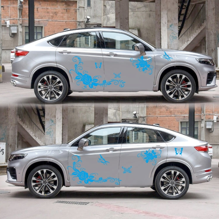 2 PCS/Set D-72 Butterfly Love Flower Pattern Car Modified Decorative Sticker(Blue) - Decorative Sticker by PMC TechLife | Online Shopping South Africa | PMC TechLife | Buy Now Pay Later Mobicred