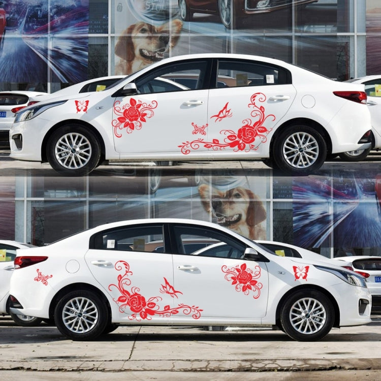 2 PCS/Set D-72 Butterfly Love Flower Pattern Car Modified Decorative Sticker(Red) - Decorative Sticker by PMC TechLife | Online Shopping South Africa | PMC TechLife | Buy Now Pay Later Mobicred