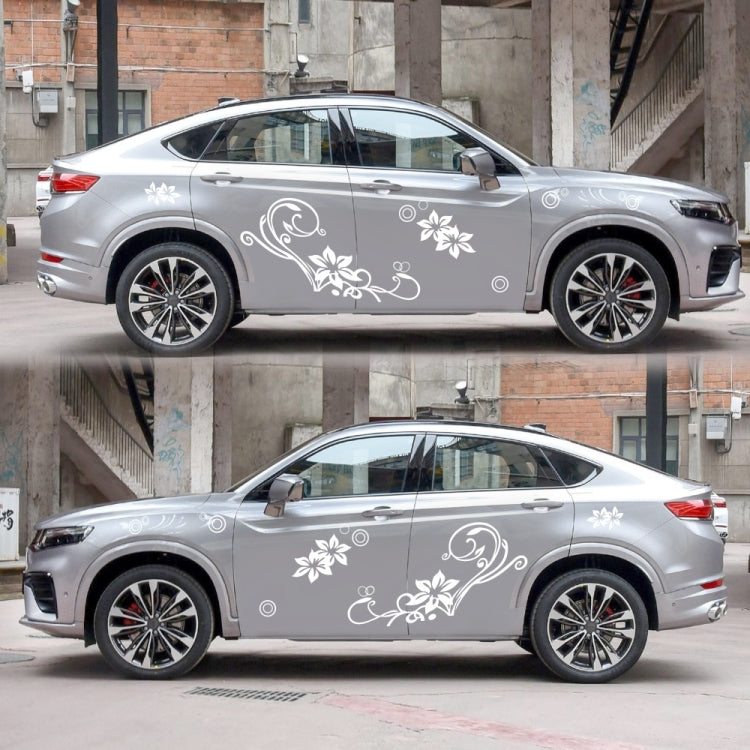 2 PCS/Set D-75 Flower Vine Pattern Car Modified Decorative Sticker(White) - Decorative Sticker by PMC TechLife | Online Shopping South Africa | PMC TechLife | Buy Now Pay Later Mobicred
