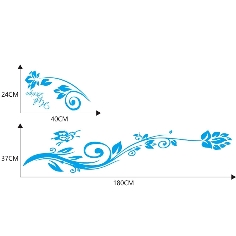 2 PCS/Set D-251 Butterfly Love Flowers Pattern Car Modified Decorative Sticker(Blue) - Decorative Sticker by PMC TechLife | Online Shopping South Africa | PMC TechLife | Buy Now Pay Later Mobicred
