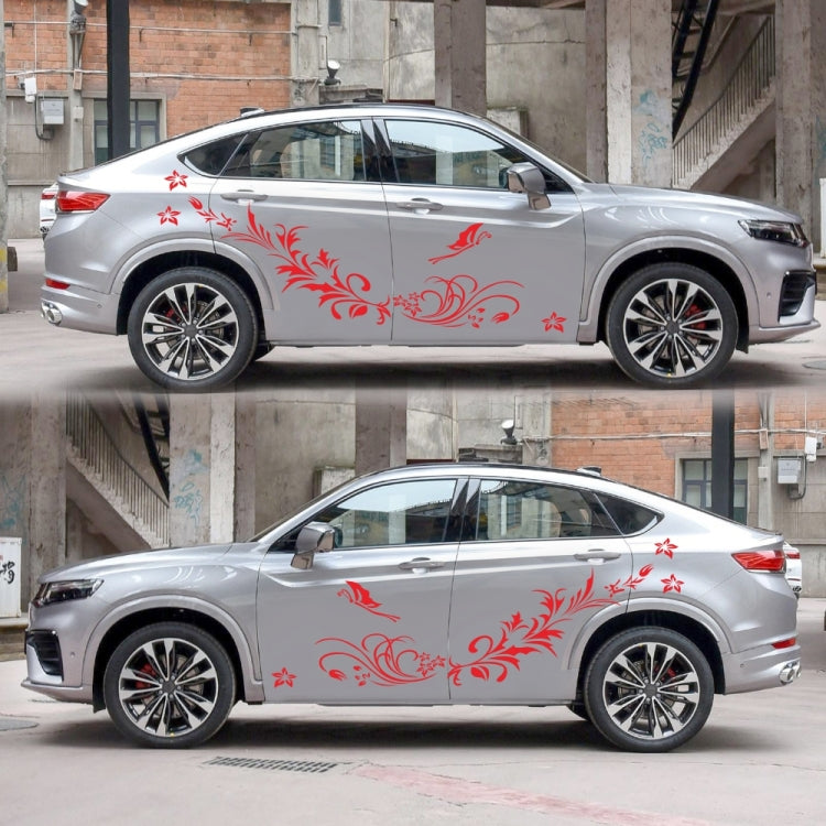 D-462 Butterfly Loves Flowers Pattern Car Modified Decorative Sticker(Red) - Decorative Sticker by PMC TechLife | Online Shopping South Africa | PMC TechLife | Buy Now Pay Later Mobicred