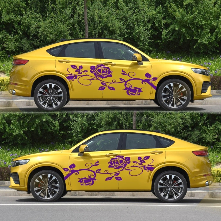 2 PCS/Set D-545 Rose Pattern Car Modified Decorative Sticker(Purple) - Decorative Sticker by PMC TechLife | Online Shopping South Africa | PMC TechLife | Buy Now Pay Later Mobicred