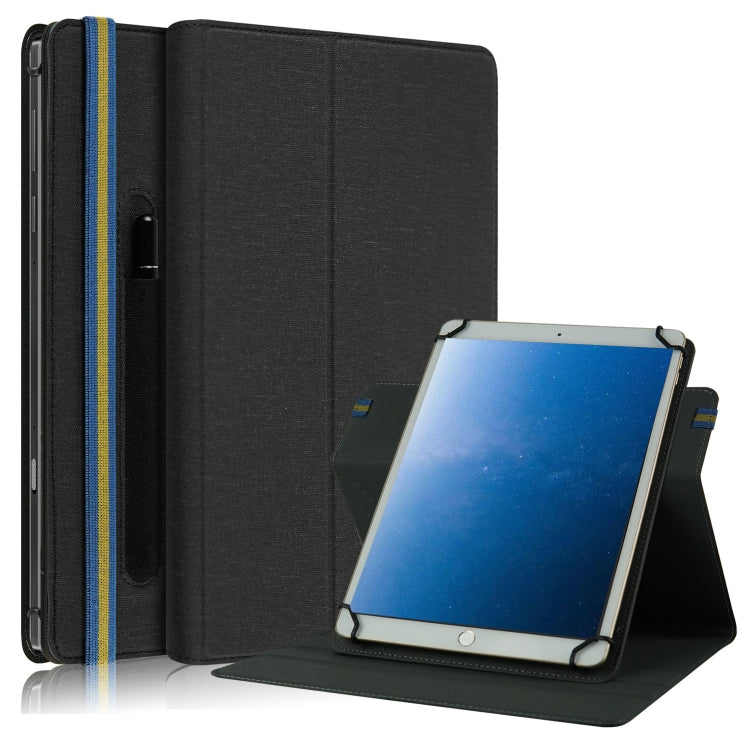 For 10 inch Cloth Texture 360 Rotation Horizontal Flip Universal Tablet PC Leather Case with Pen Slot(Black) - 10 - 11 inch by PMC TechLife | Online Shopping South Africa | PMC TechLife | Buy Now Pay Later Mobicred