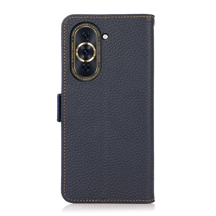 For Huawei Nova 10 KHAZNEH Side-Magnetic Litchi Genuine Leather RFID Phone Case(Blue) - Huawei Cases by PMC TechLife | Online Shopping South Africa | PMC TechLife | Buy Now Pay Later Mobicred