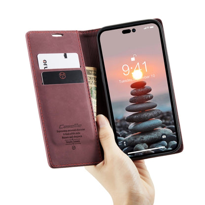 For iPhone 14 Pro CaseMe-013 Multifunctional Retro Frosted Leather Phone Case(Wine Red) - iPhone 14 Pro Cases by CaseMe | Online Shopping South Africa | PMC Jewellery | Buy Now Pay Later Mobicred