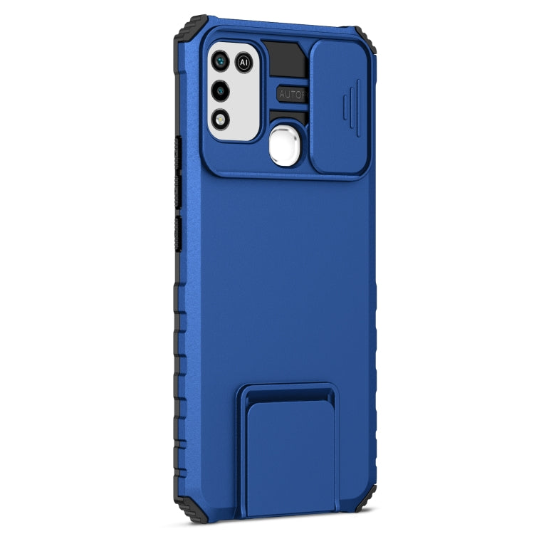 For Infinix Hot 10 Play/11 Play Stereoscopic Holder Sliding Camshield Phone Case(Blue) - Infinix Cases by PMC Jewellery | Online Shopping South Africa | PMC Jewellery