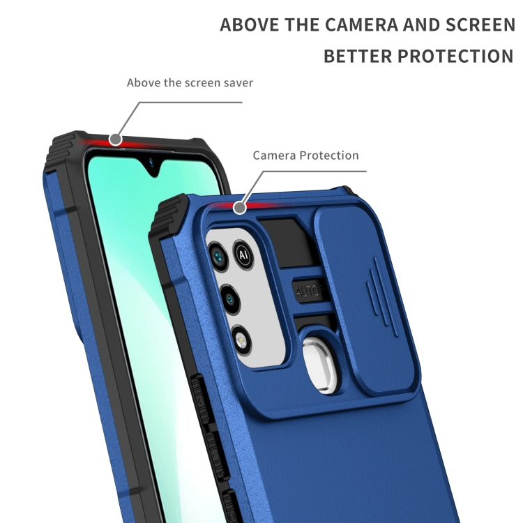 For Infinix Hot 10 Play/11 Play Stereoscopic Holder Sliding Camshield Phone Case(Blue) - Infinix Cases by PMC Jewellery | Online Shopping South Africa | PMC Jewellery