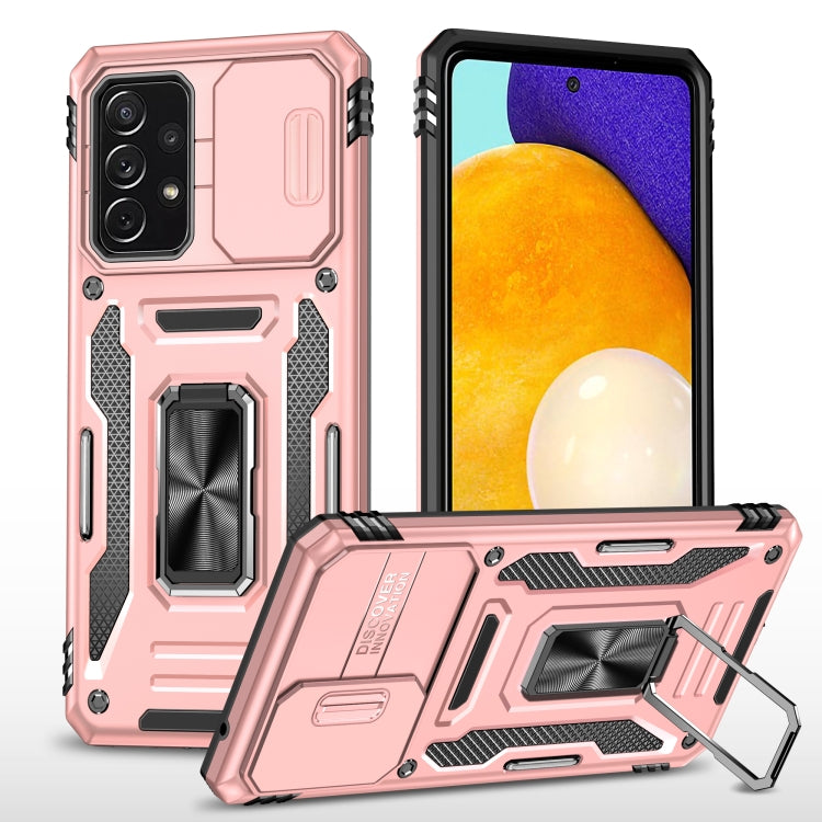 For Samsung Galaxy A52 5G/4G Armor PC + TPU Camera Shield Phone Case(Rose Gold) - Galaxy Phone Cases by PMC TechLife | Online Shopping South Africa | PMC TechLife