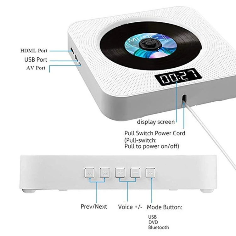 Kecag KC-608 Wall Mounted HD DVD Player Bluetooth CD Player(Blue) - free shipping - PMC Jewellery - Order now!