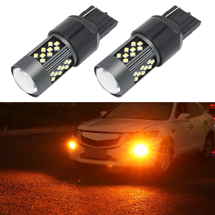 1 Pair 7443 12V 7W Continuous Car LED Fog Light(Orange Light) - Fog / Driving Lights by PMC Jewellery | Online Shopping South Africa | PMC Jewellery | Buy Now Pay Later Mobicred